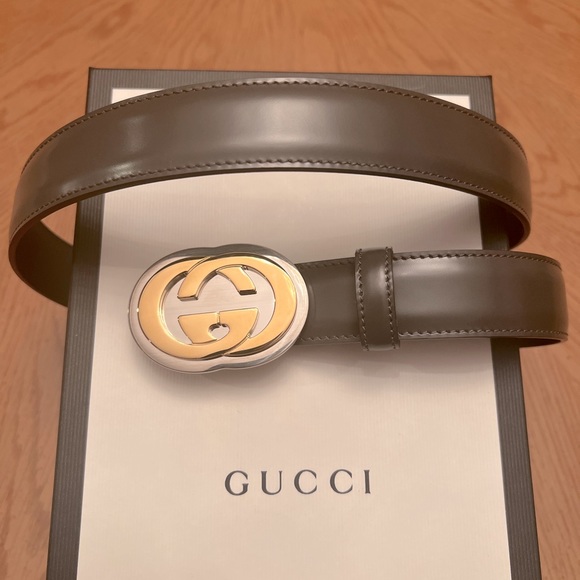 Gucci Other - GUCCI Interlocking G Unisex Dark Gray Leather Belt